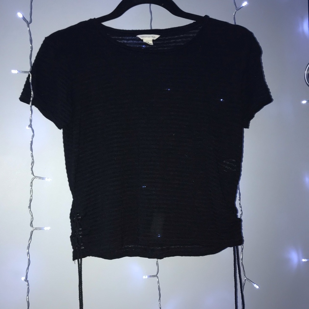 Black Shirt With Side Strings